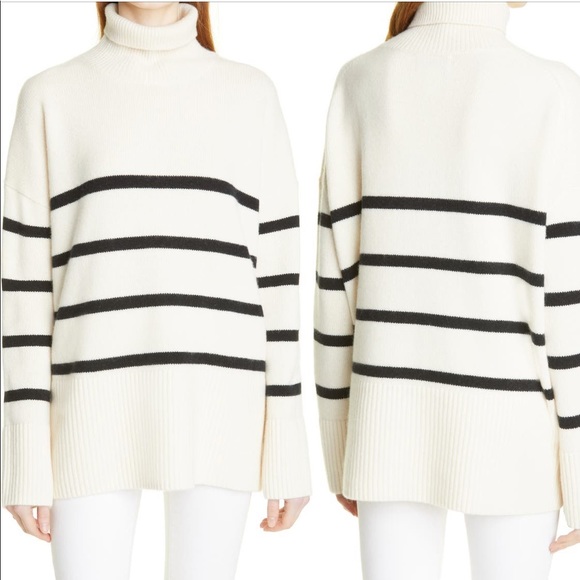 Nordstrom Sweaters - nwt nordstrom signature stripe cashmere turtleneck sweater